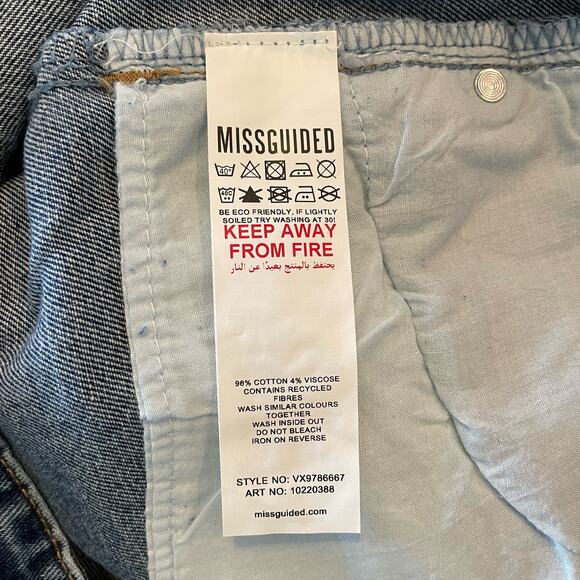 MISSGUIDED WOMENS JEANS HIGH RISE SKINNY DISTRESSED ACID WASH BLUE JEANS 14 - Picture 6 of 7